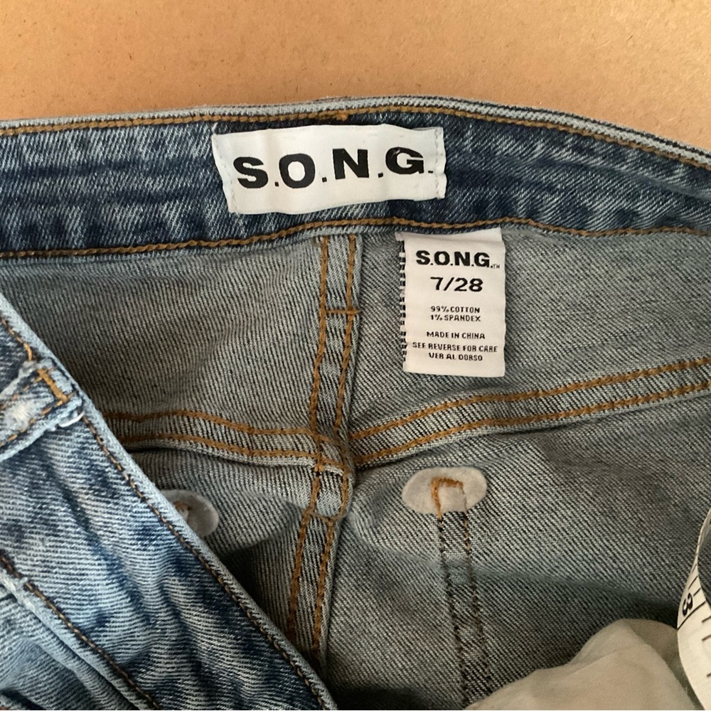 SONG Straight Wide Leg Mid Rise Jeans 7/28 - Picture 7 of 8